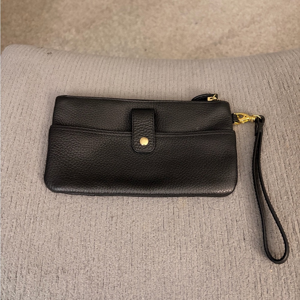 Lodis Black and Gold Leather Wristlet - Picture 2 of 3